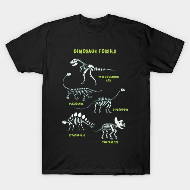 Dinosaur Fossils - Dino skeletons by Cecca Designs T-Shirt by Cecca